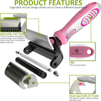 Spring Blossoms-2 in 1 Professional Grooming Rake for Cats - Purple - image 3