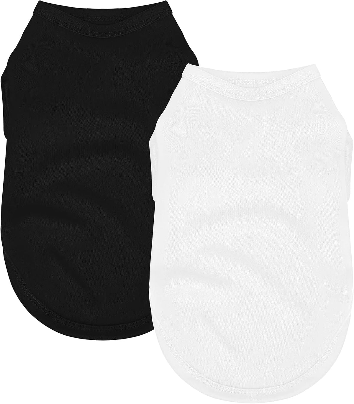 2 Pack Solid Color Dog Shirts, Lightweight, Quick Dry - Black,White / M (16'' Chest)