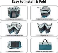 JESPET 61" Pet Dog Playpens - Teal Blue / 45x45x24 Inch (Pack of 1) - image 2
