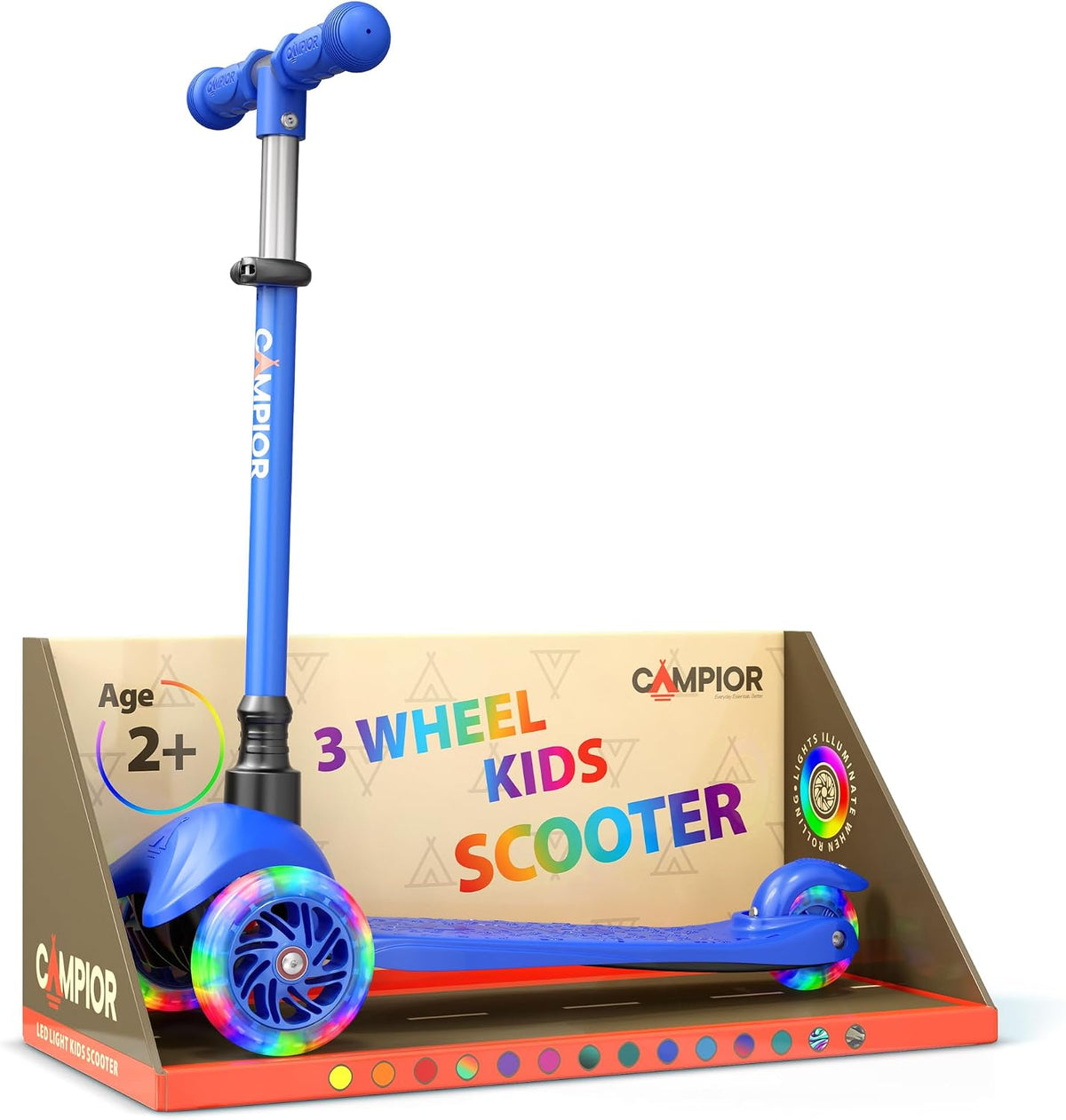 Brown Mini 3 Wheel Scooter for Kids - Blue