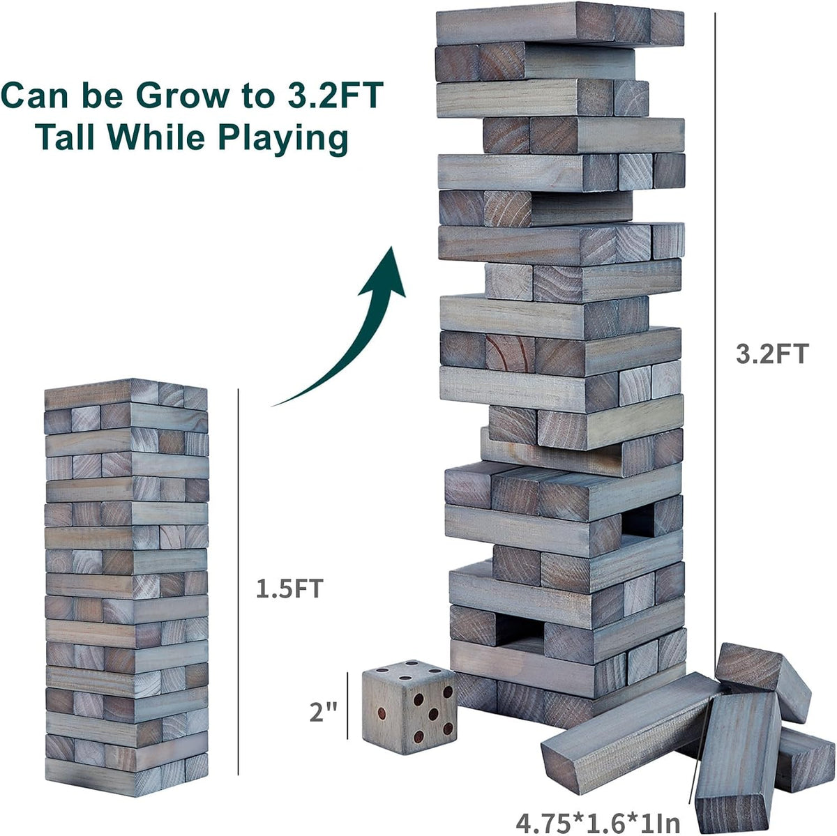 ApudArmis 60 Pcs Tumble Tower - Gray / M-Stack to 3.2 FT - image 3