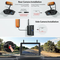 4 Cameras Wireless RV Backup System with 7-Inch Monitor, 2 Rear Sharkfin 2 Side Cameras, IR Night Vision, IP69k Waterproof Recording, Compatible with Furrion Pre-Wired RV Truck Trailer BW4