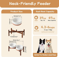 Elevated Dog Bowls, Raised Ceramic Dog Bowl for Small & Medium Dogs – Essentials for Dogs - Double Bowls with Stand- Vanilla White / 5CUPS - image 2