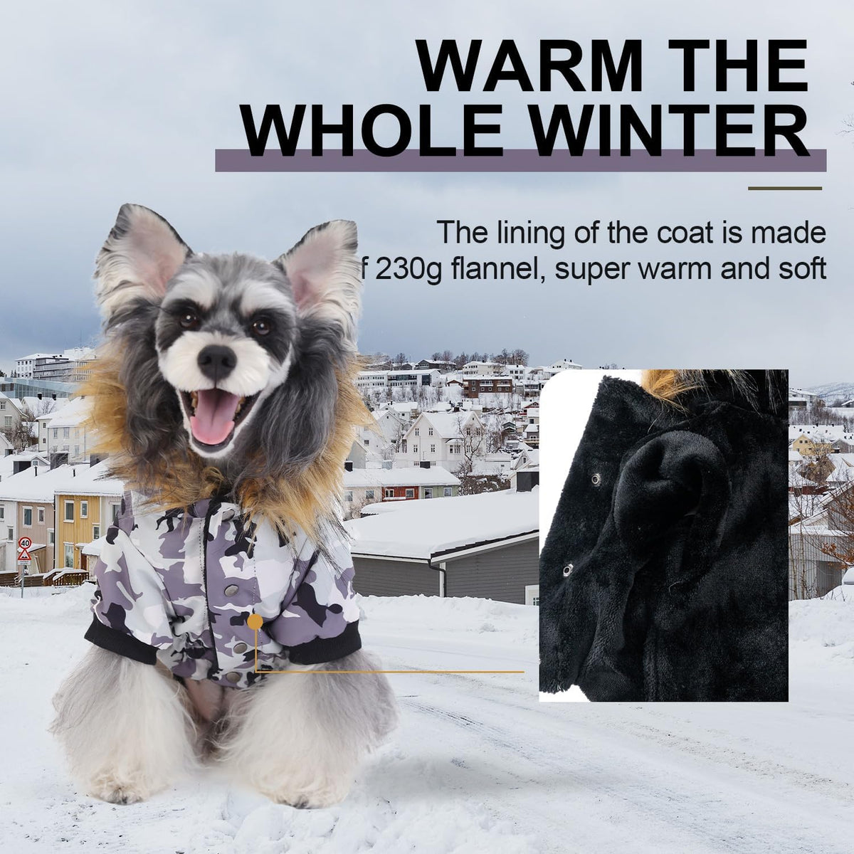 Small Dog Coats, Waterproof - S(Chest 17.7") / White Camo - image 2