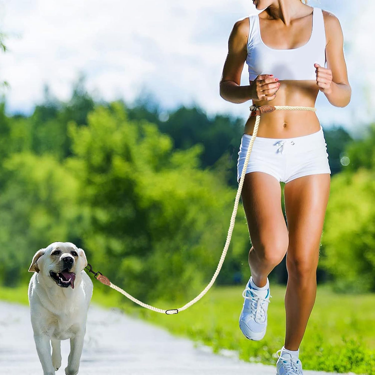 Mile High Life Hands Free Dog Leash - Cream / 8FT Hands Free - image 4
