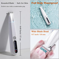 2 Mode Paw Trimmer for Dogs & Cats - Electric Quiet Dog & Cat Grooming Trimmer, Rechargeable Clipper with LED Light, 2 Blades, Waterproof for Paws/Ears/Face