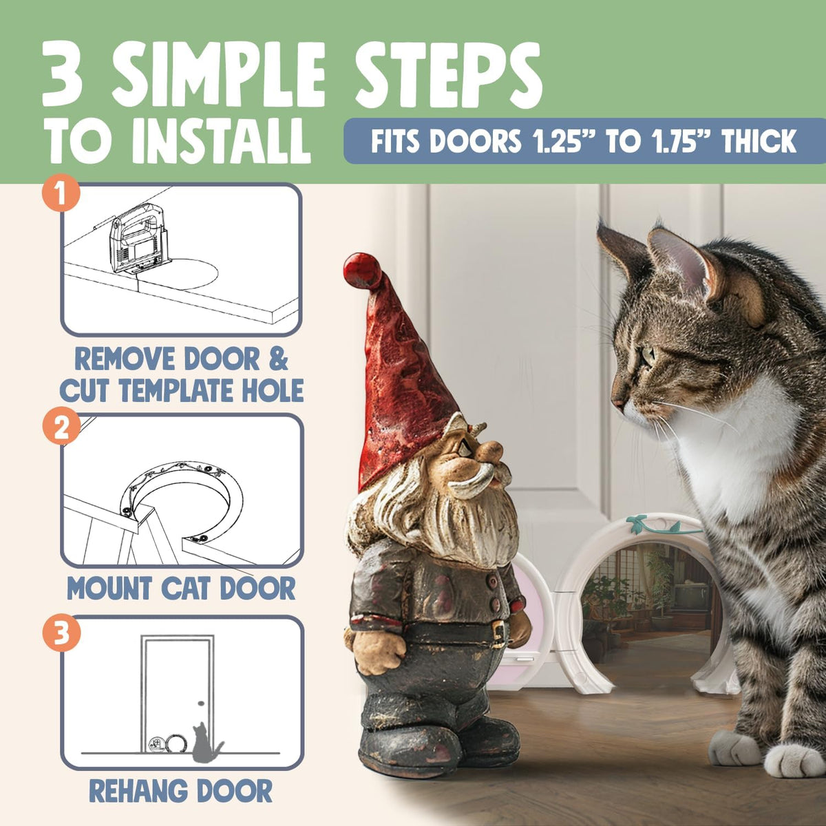 Gnome Door Cat Door for Interior Doors - Pink and Gold - image 4