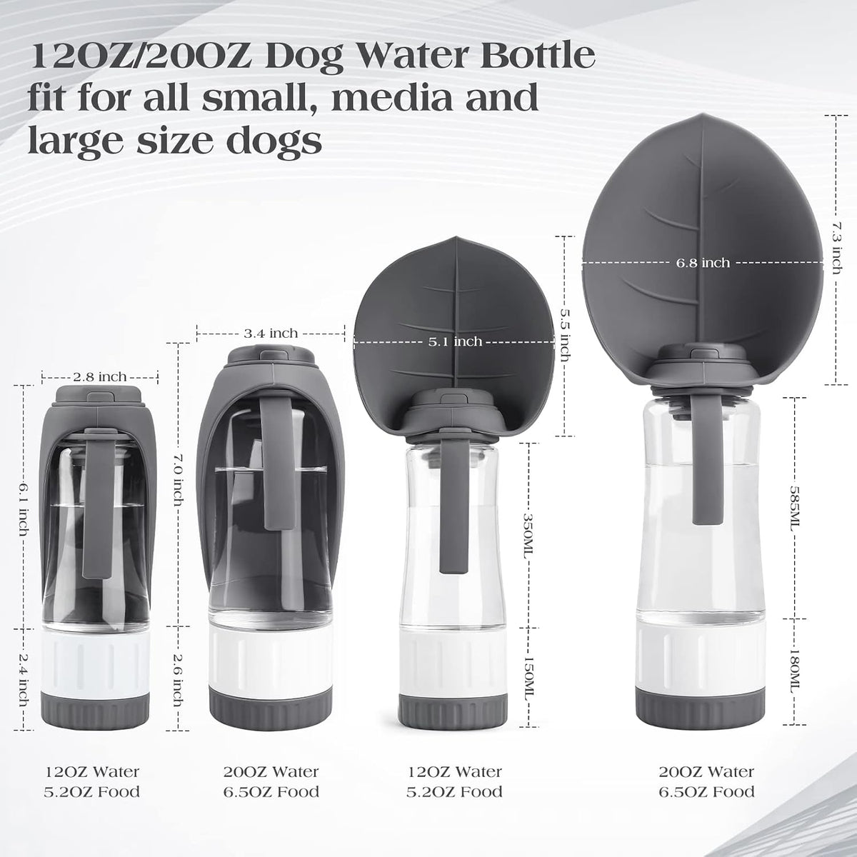 Upgraded Dog Water Bottle - 12oz/Grey - image 3