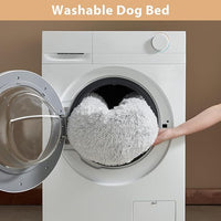 WNPETHOME Calming Dog Bed Cat Bed Donut, Faux Fur Pet Bed Self-Warming Donut Cuddler, Comfortable Round Plush Dog Beds(20 x 20 x 8 Inch, Light Grey)