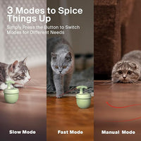 Cat Laser Toys, Automatic Cat Laser Toy Tumbler Design, Rechargeable Cat Laser Pointer 360°Irregular Rotation, 3 Modes Interactive Cat Toy for Indoor Cats of All Ages and Sizes (Green)