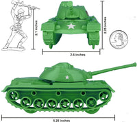 TimMee Toy Tanks for Plastic Army Men, OD Green WW2 3pc - Medium Green - image 2