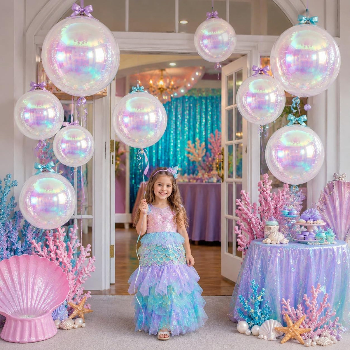 12PCS Iridescent Round Foil Balloons 22" 15" 10" Large Holographic - 22/15/10inch Iridescent - image 4