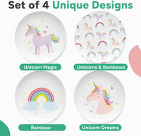 Tiny Expressions Construction Plates for Toddlers, 10" Set of 4 - Multicolor / Rainbow Unicorn - image 2
