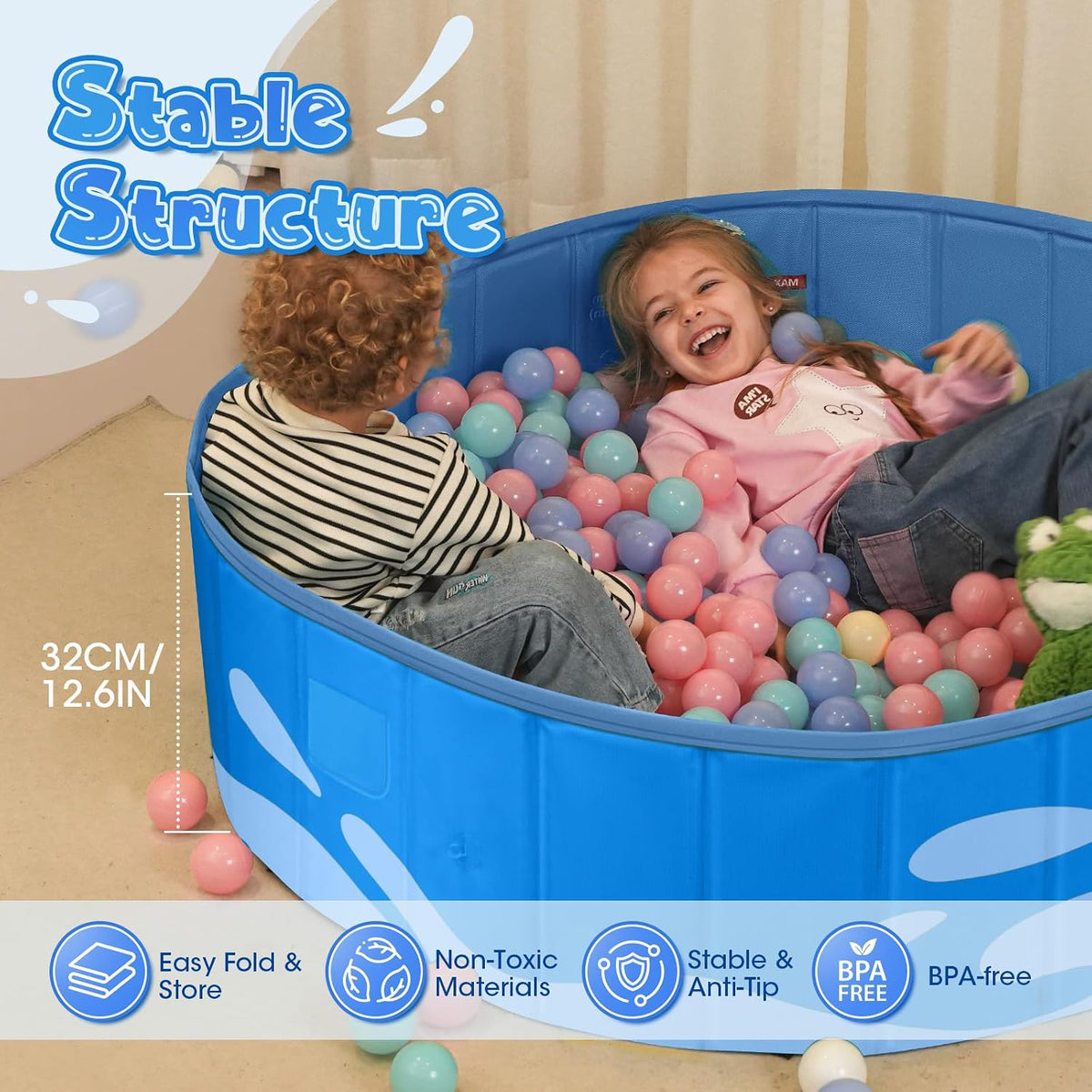 Peradix 48 inch foldable kiddie pool with blue sun canopy