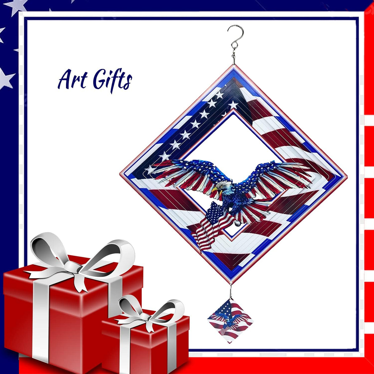 FANTAART Christmas wind spinner, 12 inch stainless steel snowman yard sculpture - view 12