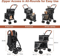 Double Pet Stroller for 2 Dogs & Cats, Double-Decker, Blue – Essentials for Dogs - Black - image 3