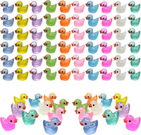 Cidinge 60 Pcs Mini Resin Ducks Luminous Tiny Ducks Miniature Duck - Luminous Ducks
