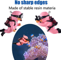 Wonfly 2-pack pink resin floating diver aquarium decorations with float balls - view 3