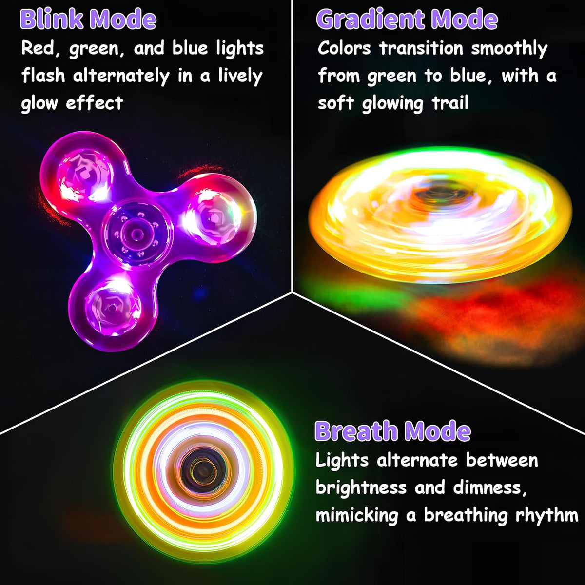Figrol Fidget Toys 3 Pack - Crystal-pink&&yellow&green&blue&purple&white - image 3