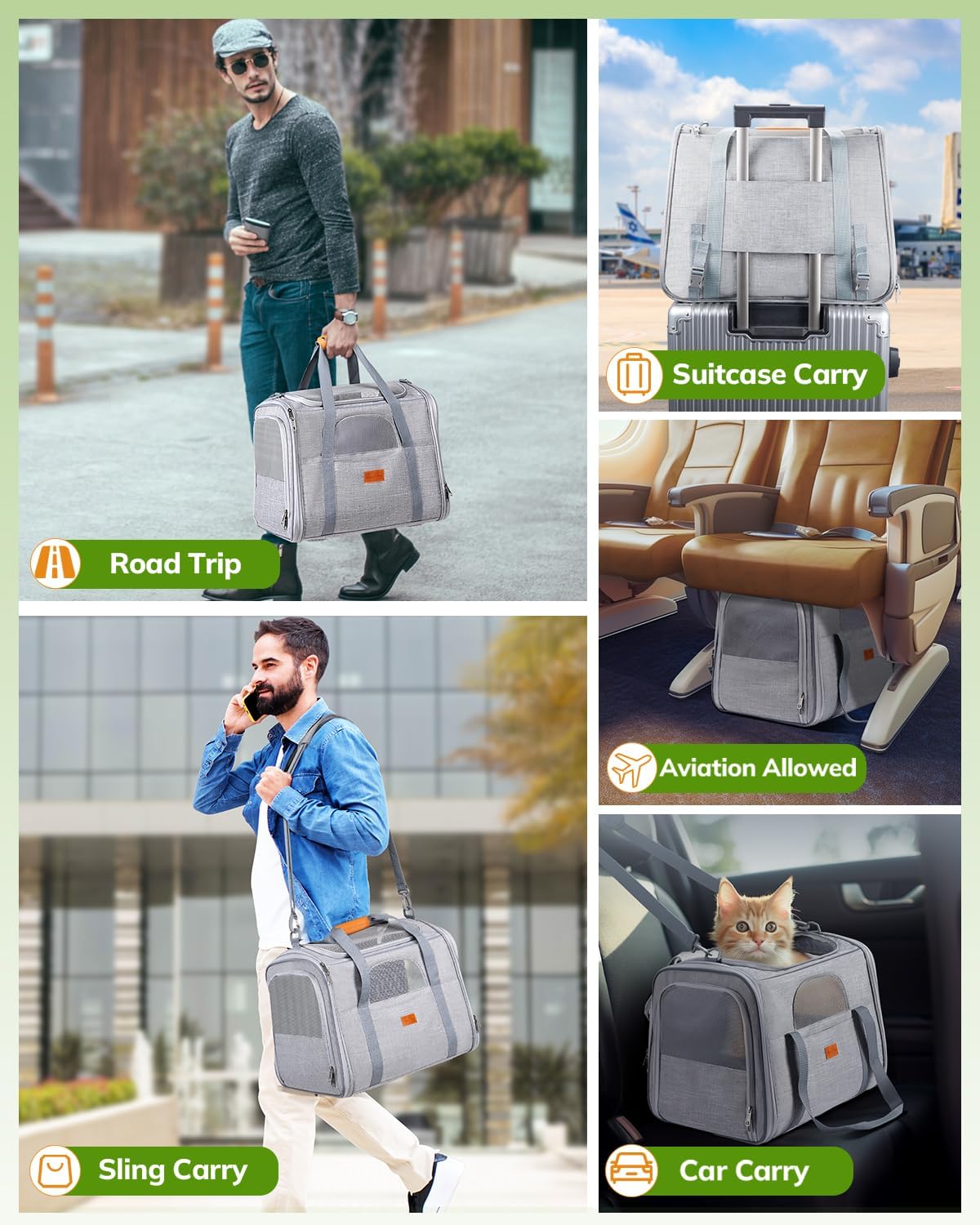 Morpilot Cat Carrier Soft for Large Medium Cats and Puppy up to – Essentials for Dogs - Light Gray / 18.0"L x 12.5"W x 14.0"H - image 4