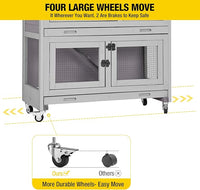 Aivituvin 2-Tier Rabbit Hutch with Tarp Door and Wheels Bunny Cage Indoor Outdoor Guinea Pig Cage Expandable with Pet Playpen 36" L, Grey