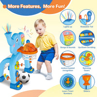 Shemira Toddler Basketball Hoop & Soccer Goal Activity Center Toys - Blue - image 3