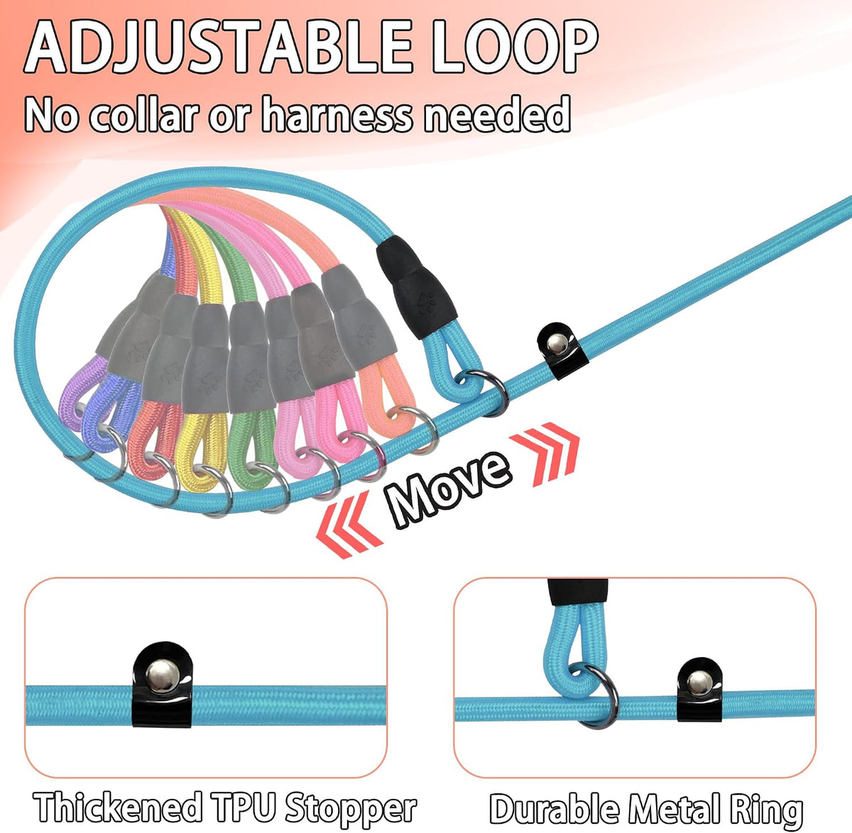 FOVRLZSE 5-Pack Dog Slip Leashes 4.6FT Nylon Training Lead - Mix Hue - image 4