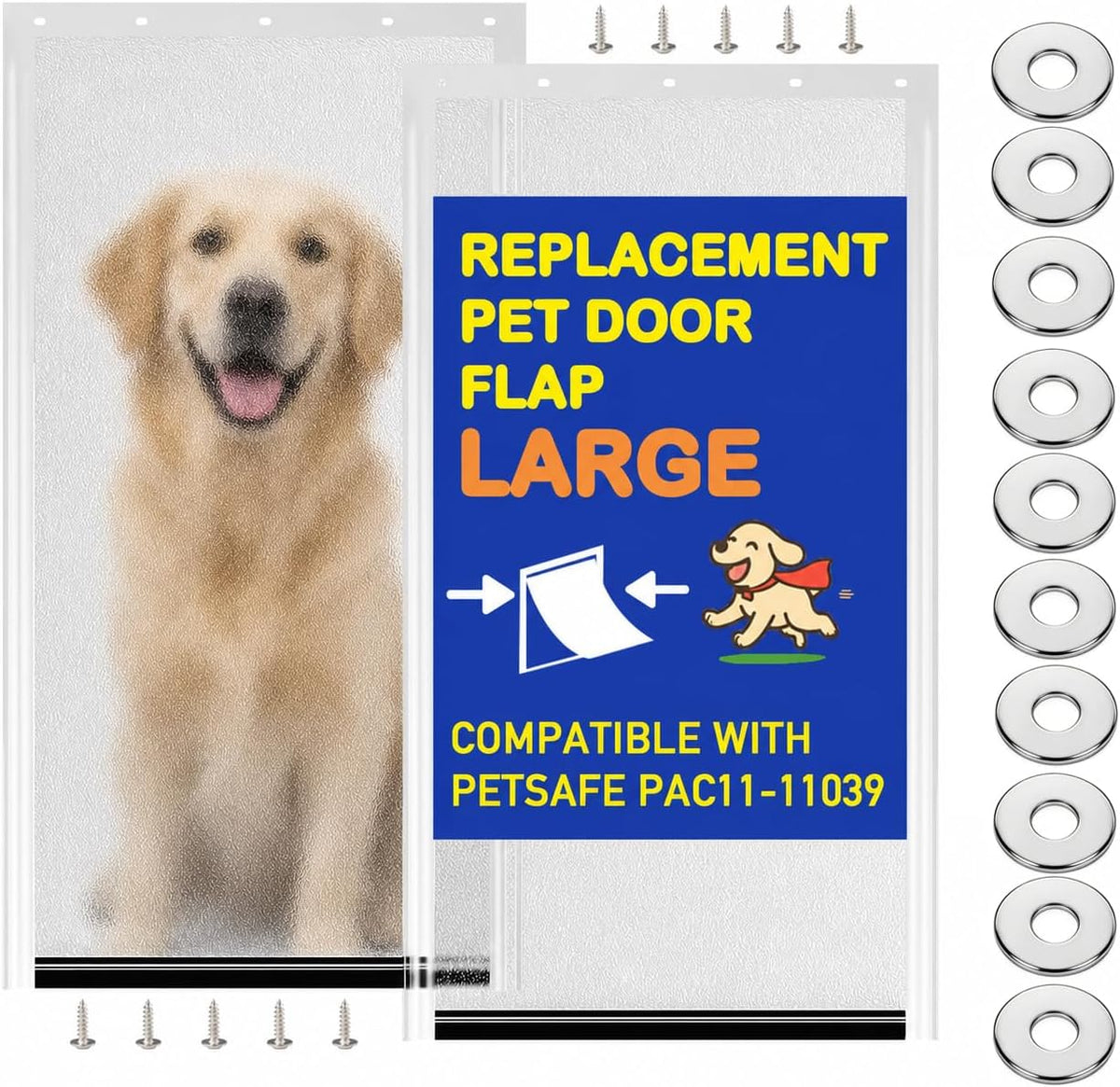 2PC Replacement Flap PAC11-11039 with Screws & Washers for PetSafe - Without Bracket-frosted Transparent / Large PAC11-11039 / 2