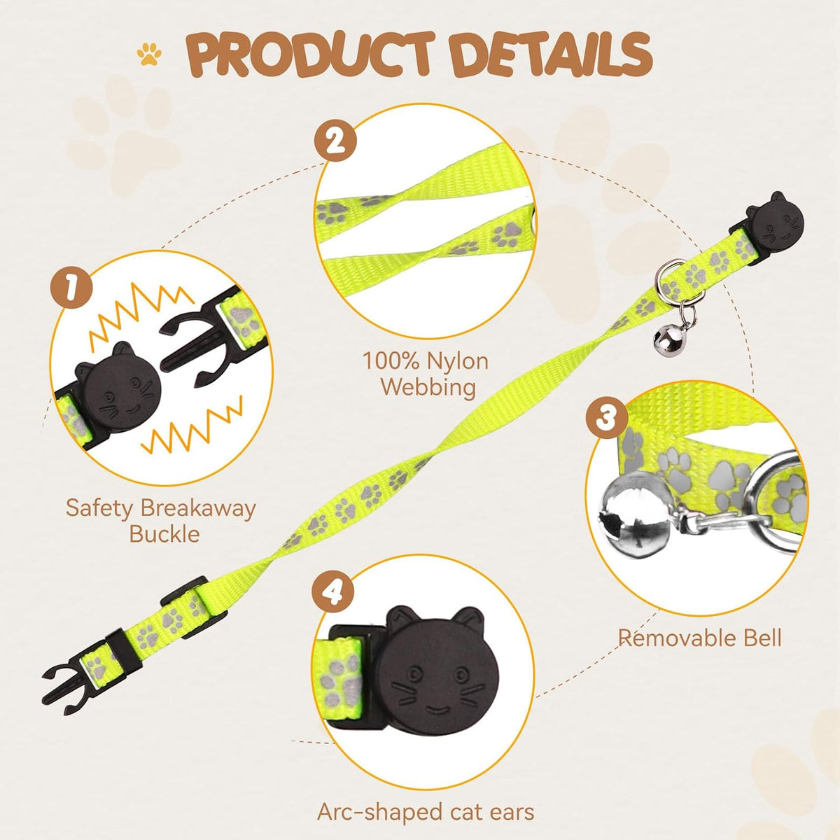 16 PCS Breakaway Cat Collars with Bells Reflective Cat Collar Safety - Kittens(6" - 9") - image 3