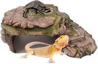 Turtle Basking Platform,Resin Bearded Dragon Basking Platform Reptile Habitat Cave Climbing Ramp - hideout / Yellowish-brown