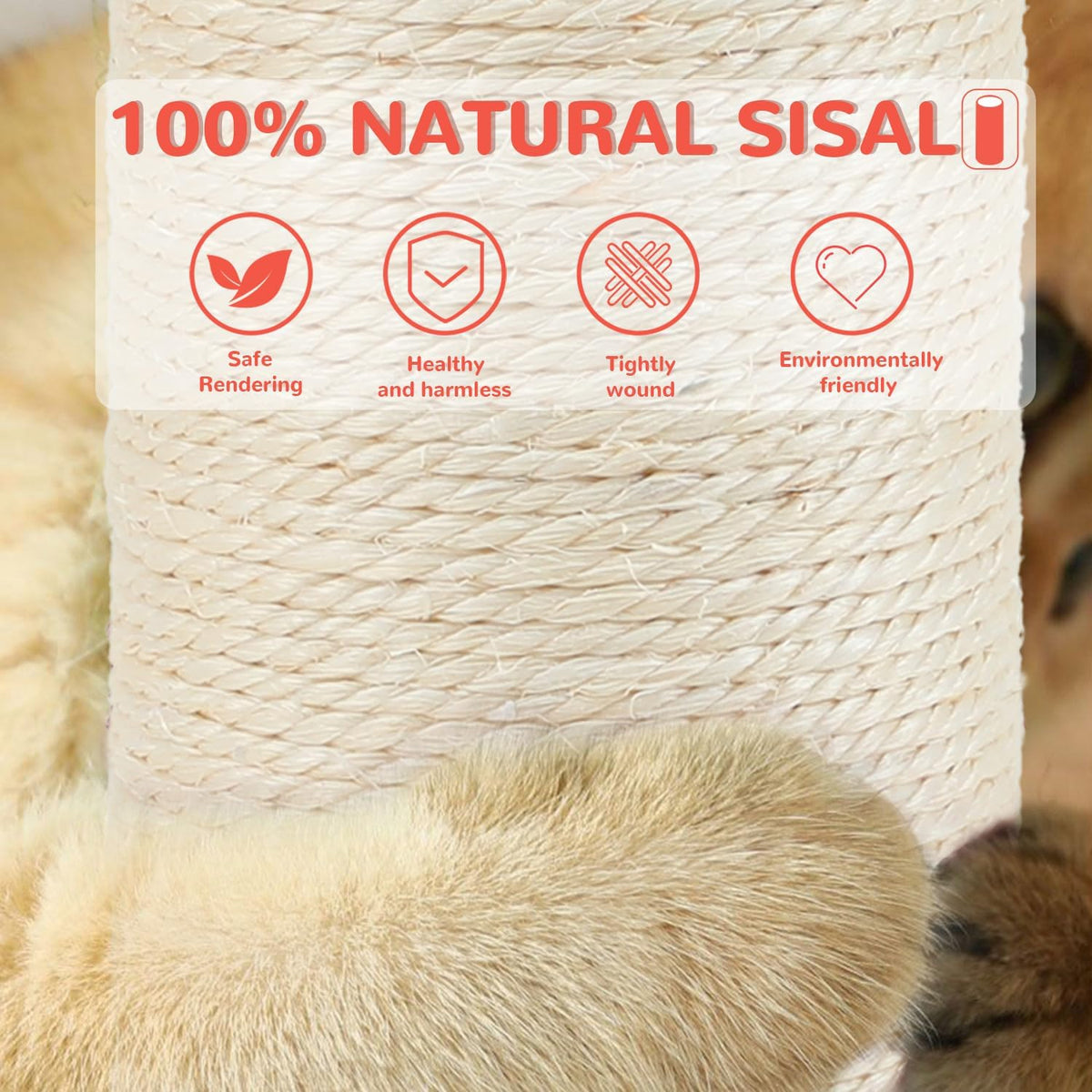 40'' Tall Sisal Cat Scratching Post - pink-45inch - image 4