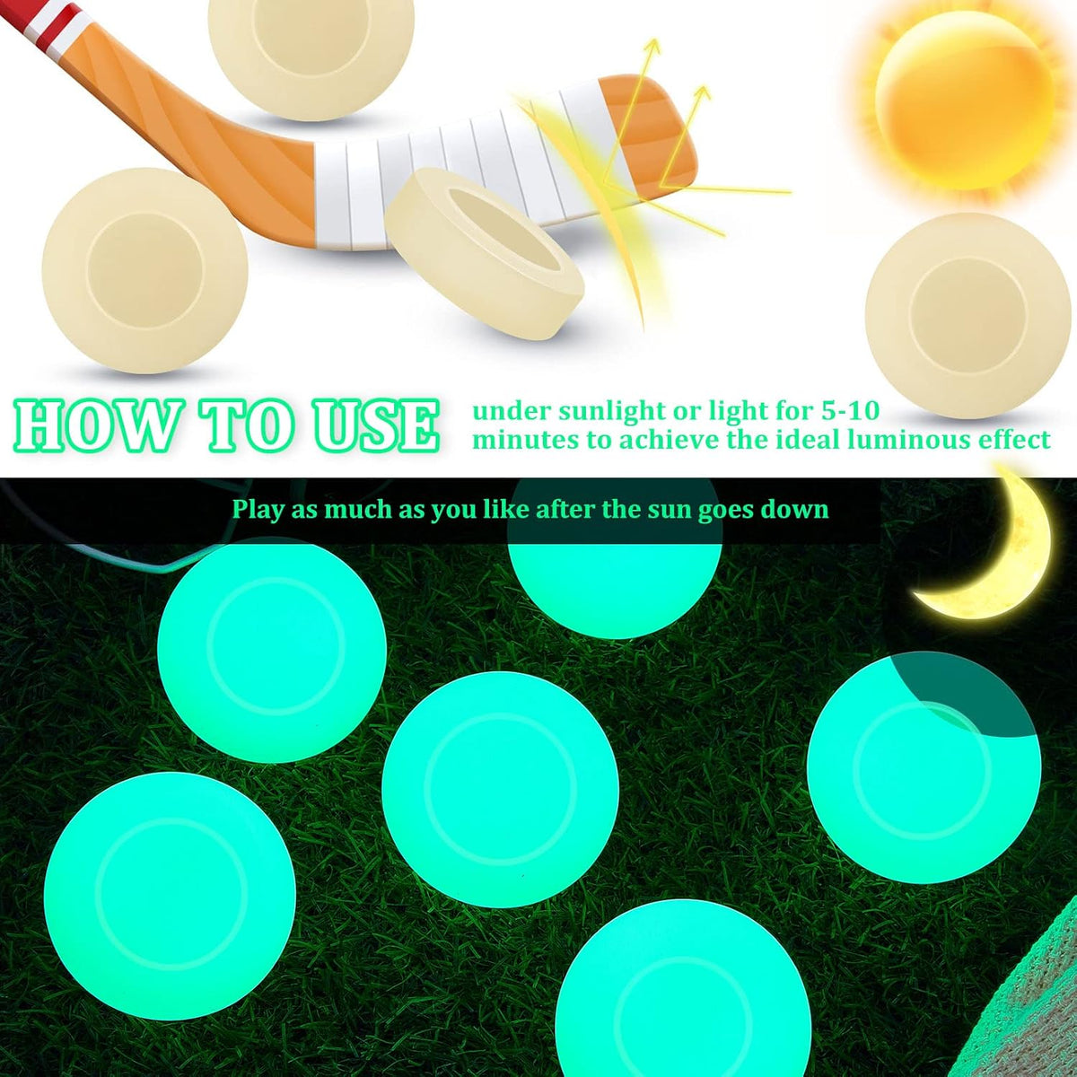 Deekin glow in the dark hockey pucks glowing green, PVC pucks with matte finish - view 16