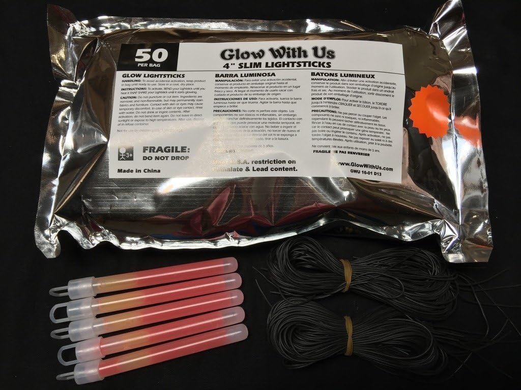 Glow With Us 50 pack of 4 inch orange glow sticks with necklace strings - view 9