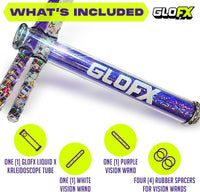 GloFX blue Liquid X kaleidoscope tube with blue and white glitter Vision Wands - view 6