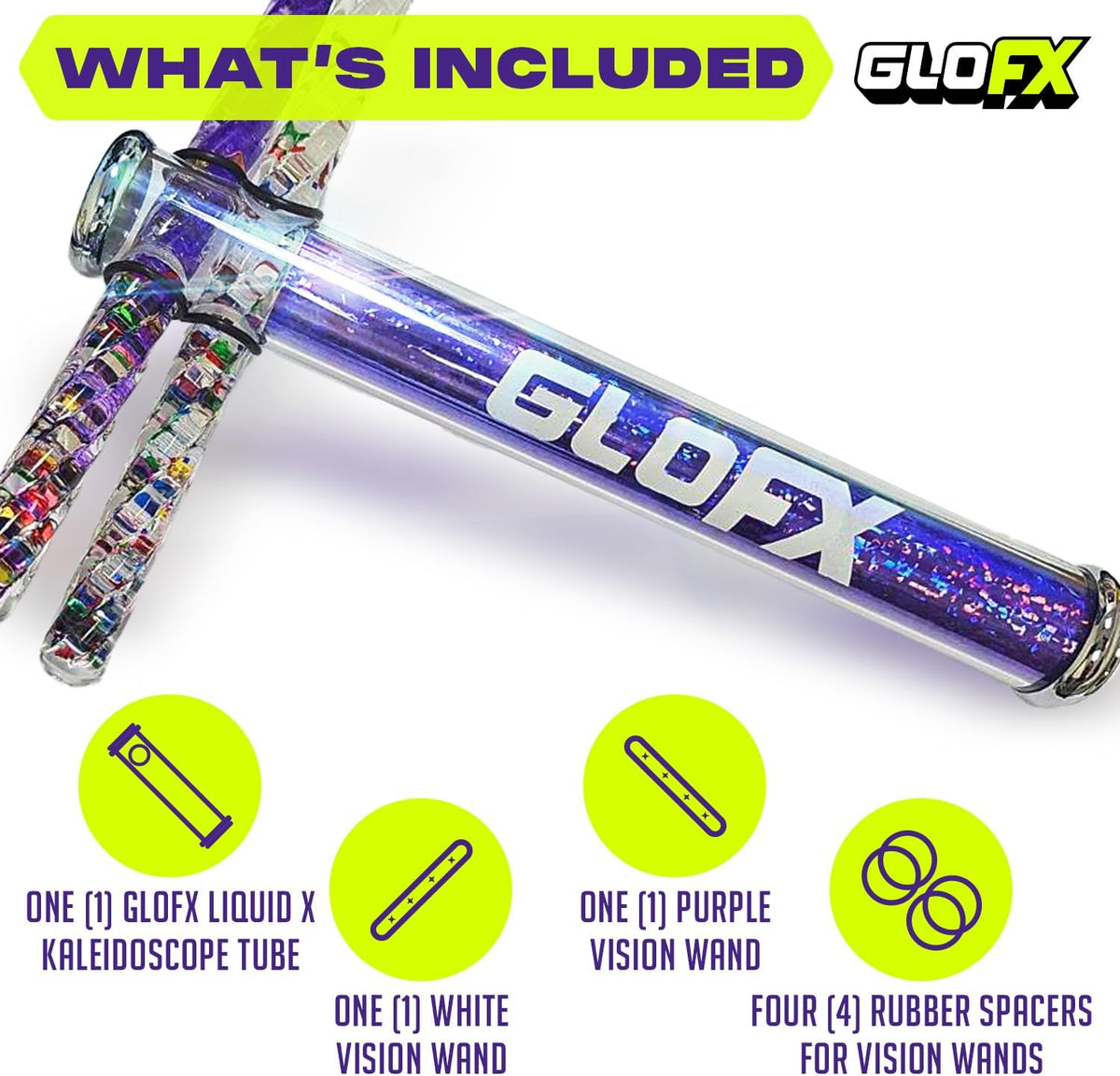 GloFX blue Liquid X kaleidoscope tube with blue and white glitter Vision Wands - view 6