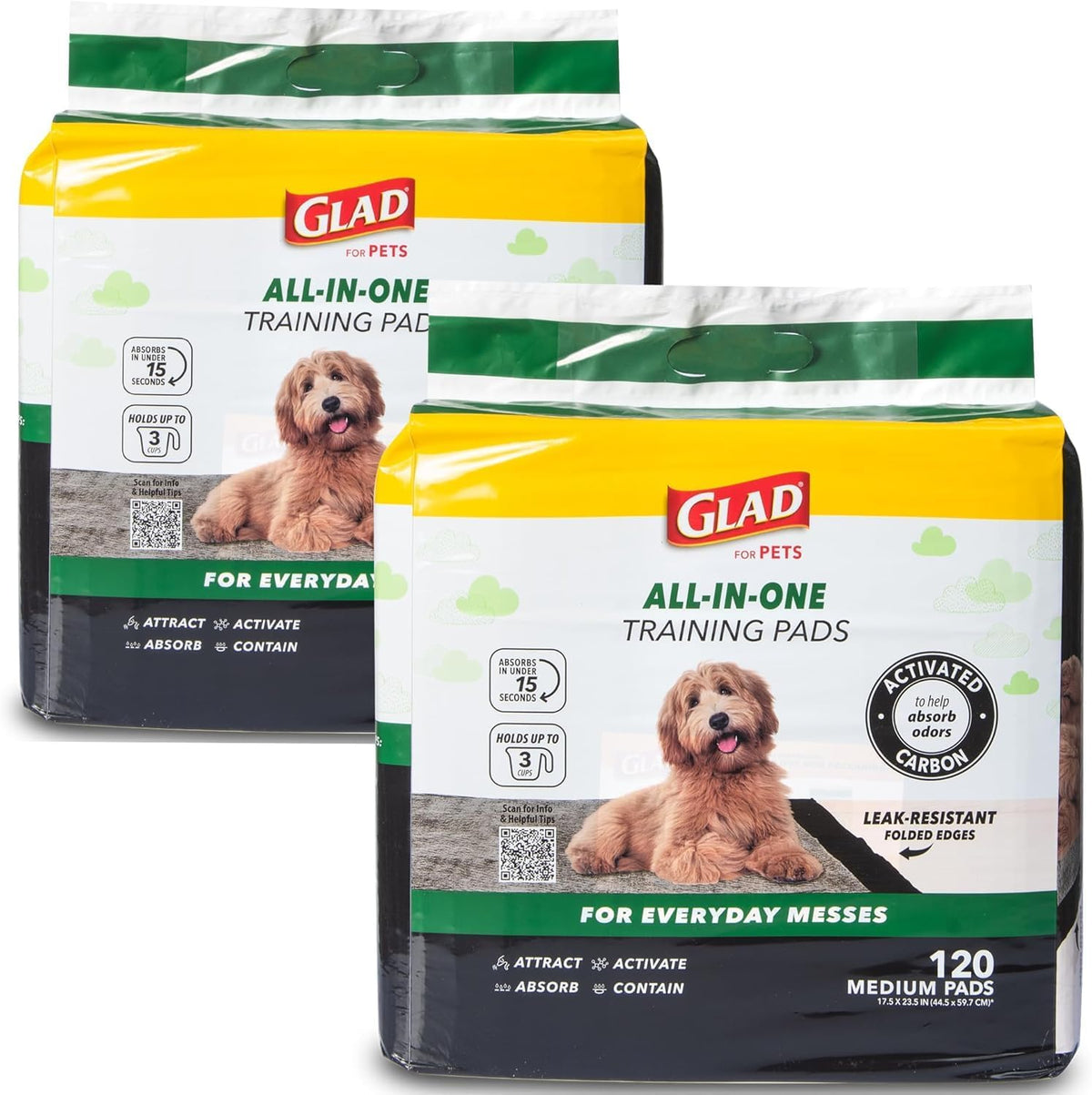 Glad for Pets, Activated Carbon Disposable, Dog Pee Pads - Medium / 240