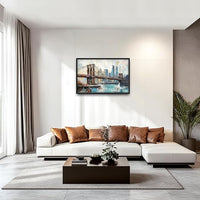 Extra Large Framed Brooklyn Bridge Wall Art,New York City Wall Decor,Abstract Skyline Cityscape Pictures for Living Room,Canvas Print Painting Modern Artwork Bedroom Office Bathroom 36L x24W