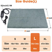 Heated Cat Bed, Waterproof Cat Heating Pad with Timer Temperature Adjustable, Indoor Heated - Grey / Large(35"x24") - image 3
