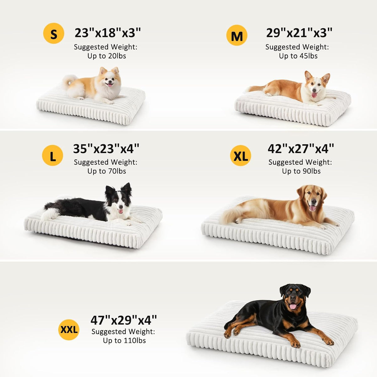 FURTIME Dog Beds Large Sized Dog, Washable Dog Bed for Crate - Cream / M(29"x21"x3") - image 2