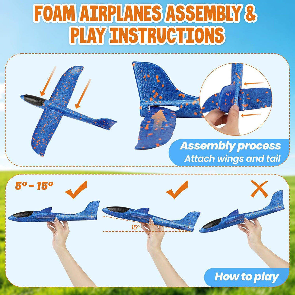 VCOSTORE 2 Pack Foam Airplanes for Kids - 2 Airplanes(small) - image 3