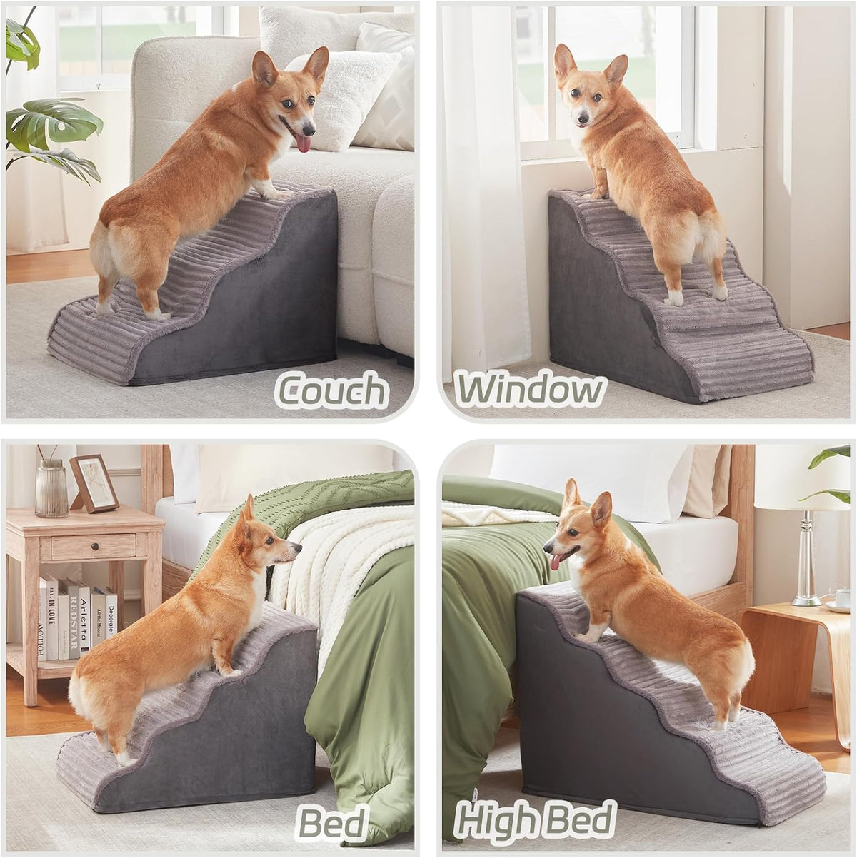 Dog Stairs for Small Dogs 15.7'' H, 3-Step High Density Foam – Essentials for Dogs - Grey / 3 / Standard 3 Step-15.7"H - image 2