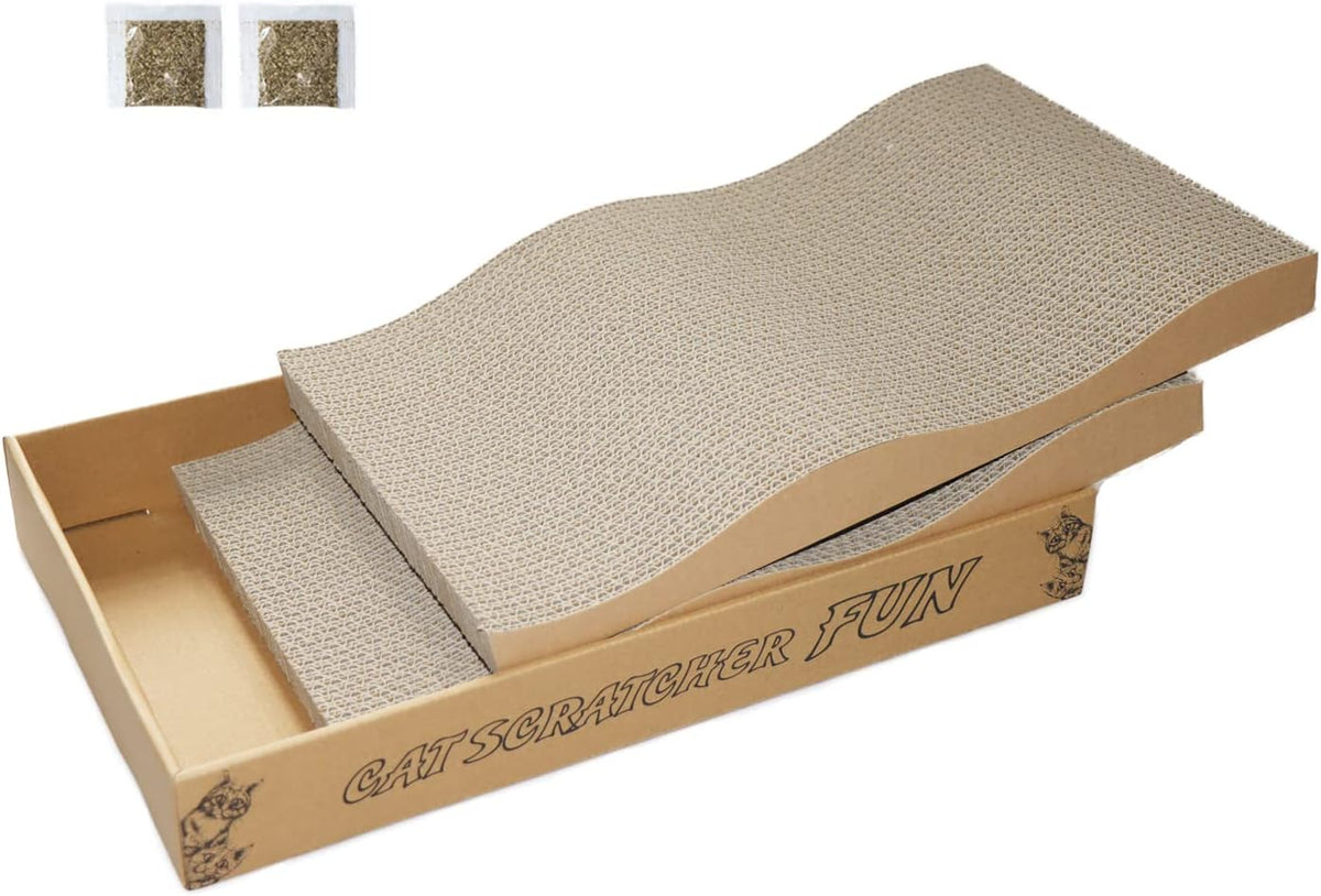 Cat Scratcher Cardboard Scratch Pad for Indoor Cats and Kitty 5pcs – Essentials for Cats - Large for Indoor Cats / 2PCS