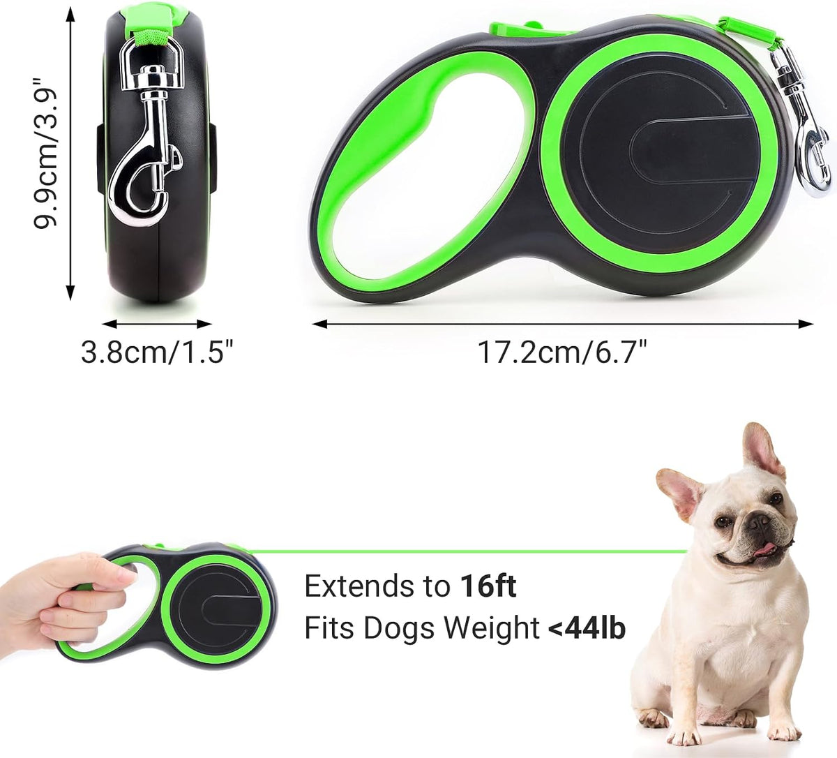 Segarty 26ft Dog Leash Retractable - Green / 16ft(up to 44 lbs) - image 2