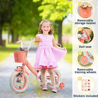 Glerc Maggie Girls Bike, 12-20 Inch Kids Bike for 2-13 Years Old Children, Princess Style Kids - Peach / 14 Inch - image 2