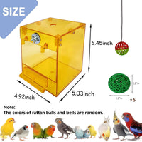Bird Bath for Cage, Hanging Parrot Bath Box Bathtub, Yellow - image 3