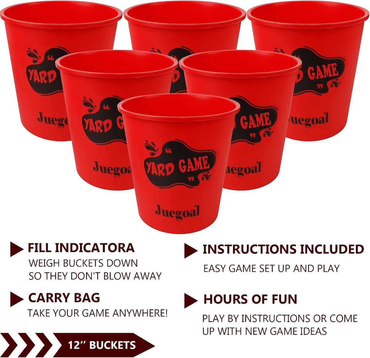 Juegoal giant yard pong game set with glow in the dark buckets, balls and black carry bag - view 8
