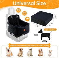 Dog Car Seats for Small Dogs, FurFrolic Memory Foam Dog Booster Seat for Small/Medium Dogs up to 35 lbs, Travel Pet Car Seat with Washable Detachable Cover, Storage Pockets, 2 Safety Belts (Black)
