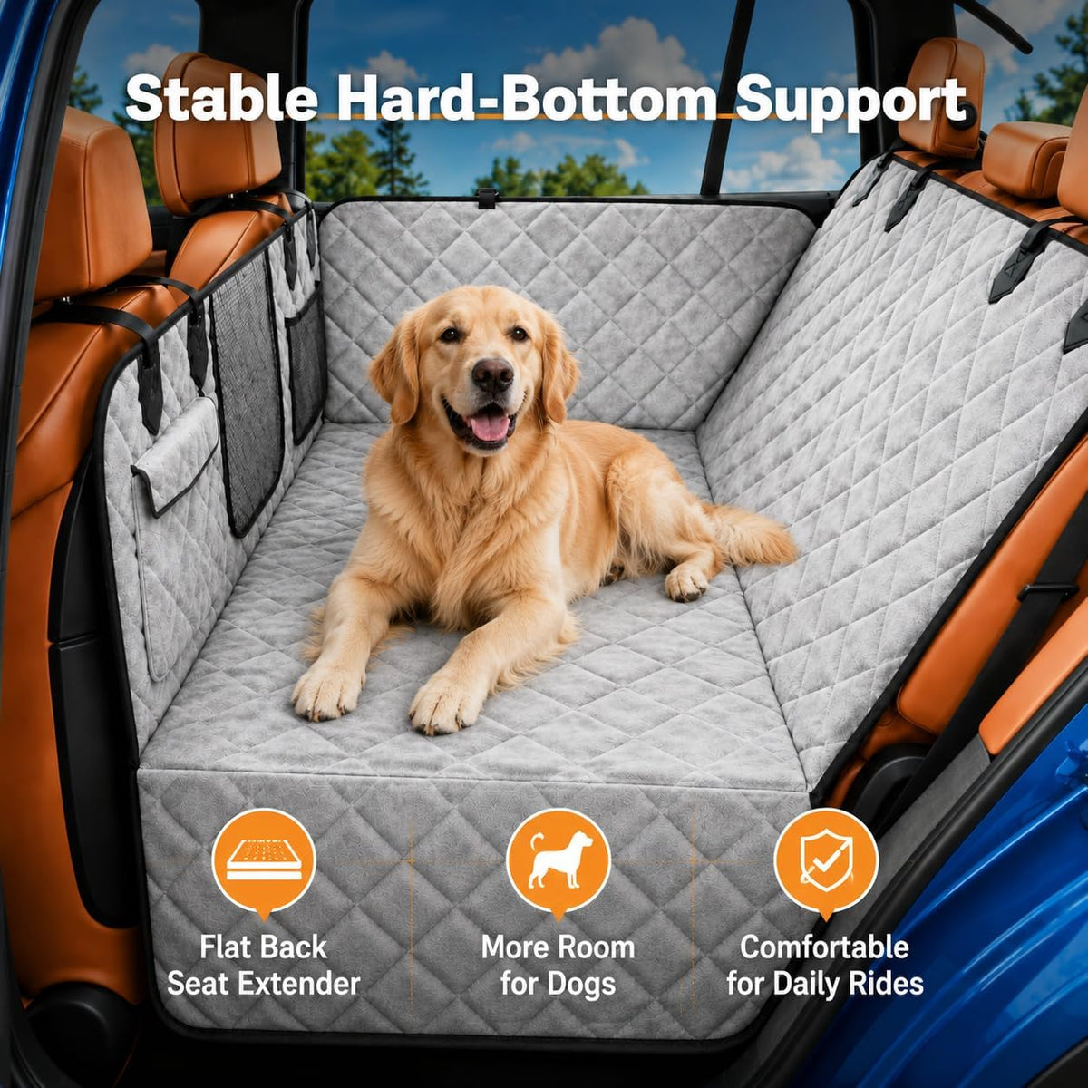 IJVAE Dog Seat Cover for Back Seat - Gray flannel / For Full Size Truck - image 3