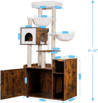 Hey-brother Cat Tree Tower - XL (28.4"×17.7"×61.0") / Rustic Brown - image 3