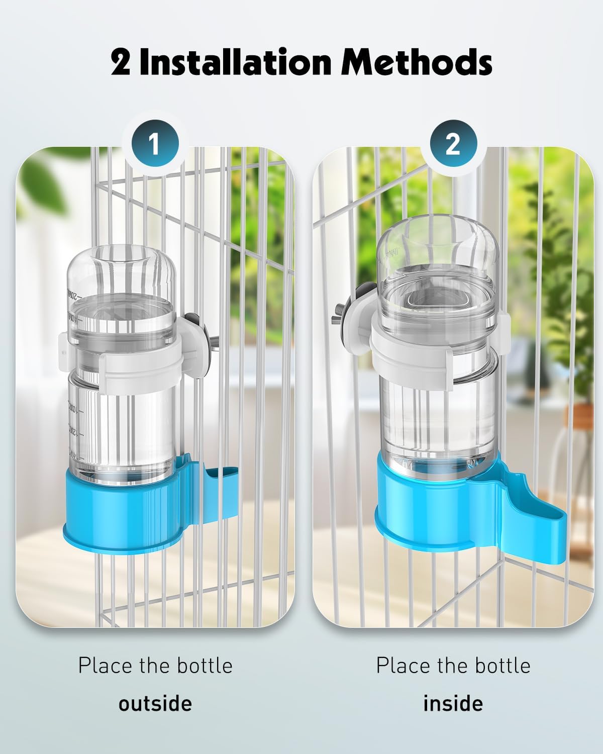 Pawfly 2 Pcs Bird Water Dispenser, Automatic Water Feeder - 2 PC / White&Blue - image 4